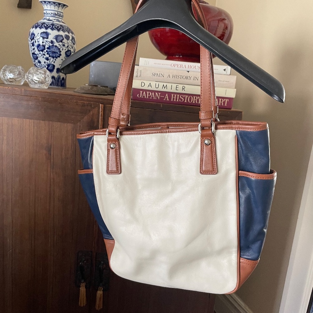 Coach Color Block Leather Tote - image 2